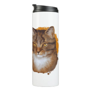 Majestic Whiskers — Golden Gaze Cat Portrait Thermal Tumbler