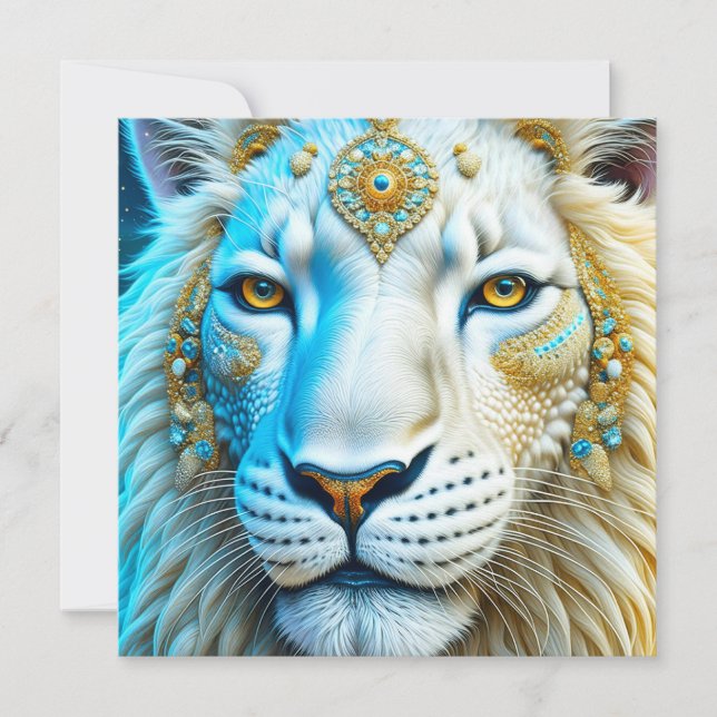 Majestic White and Gold Lion   (Front)