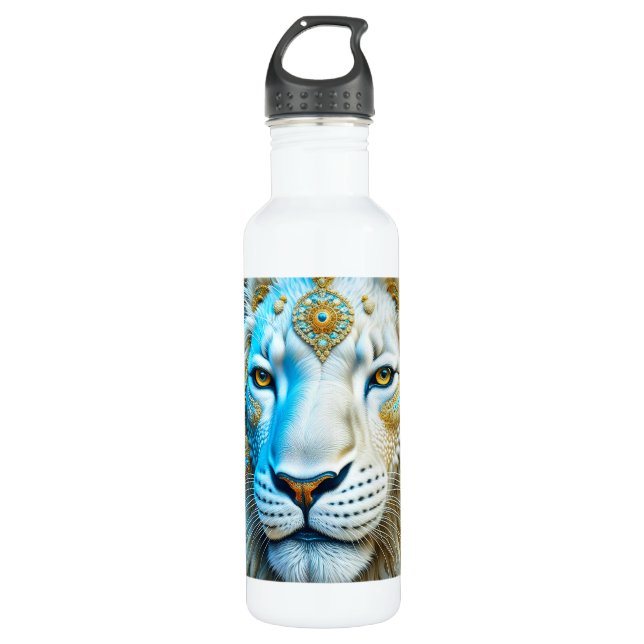 Majestic White and Gold Lion   710 Ml Water Bottle (Front)