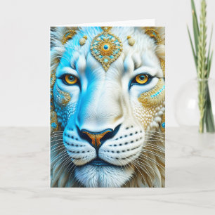 Majestic White and Gold Lion Blank Card