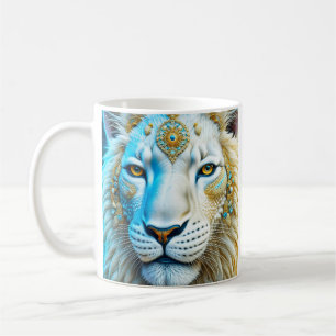 Majestic White and Gold Lion Personalised Coffee Mug