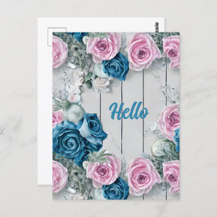 Majestic White Brick Shabby Nautica Pale Pink Postcard