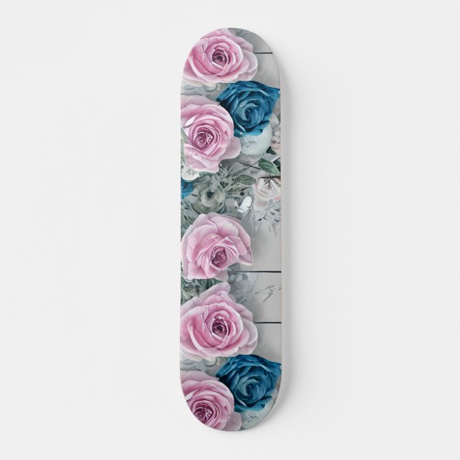 Majestic White Brick Shabby Nautica Pale Pink  Skateboard (Front)