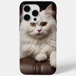 Majestic white cat iPhone 15 pro max case