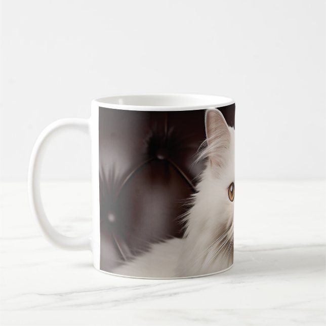 Majestic white cat coffee mug (Left)