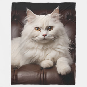 Majestic white cat fleece blanket