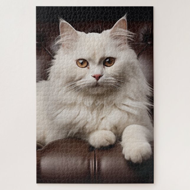 Majestic white cat jigsaw puzzle (Vertical)