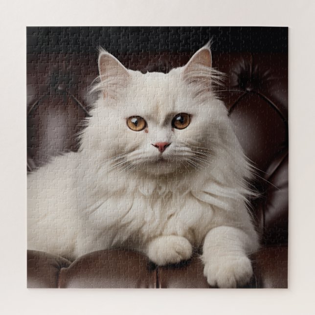 Majestic white cat jigsaw puzzle (Vertical)