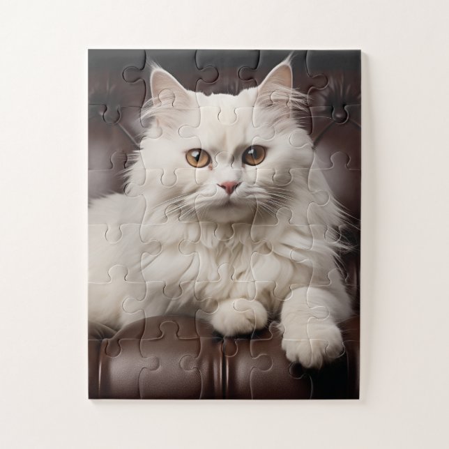 Majestic white cat jigsaw puzzle (Vertical)
