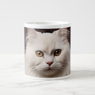 Majestic white cat large coffee mug