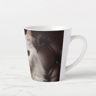 Majestic white cat latte mug