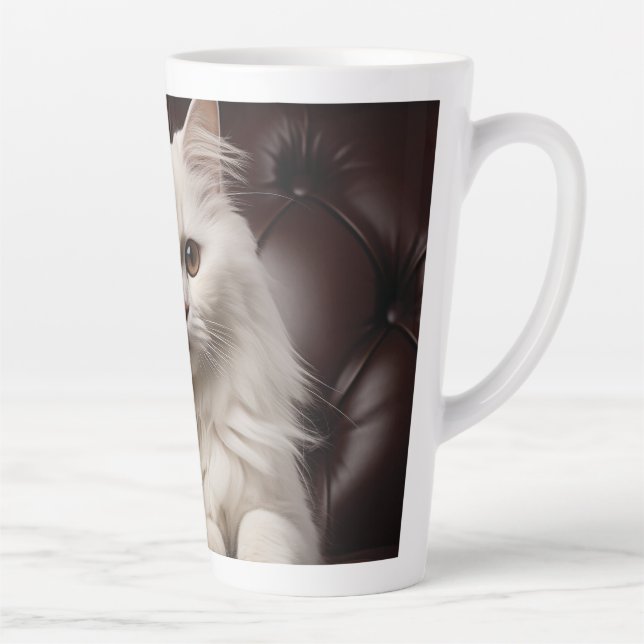 Majestic white cat latte mug (Right)