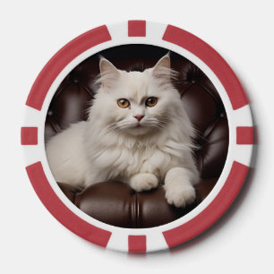 Majestic white cat poker chips