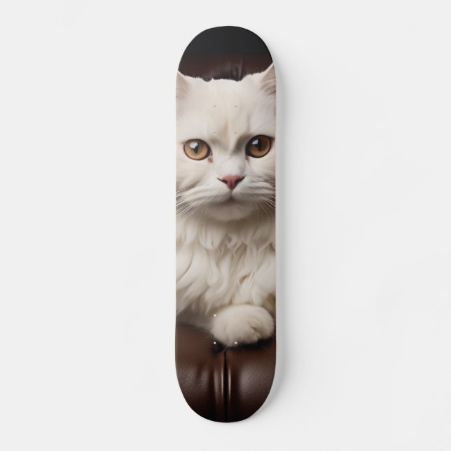 Majestic white cat skateboard (Front)