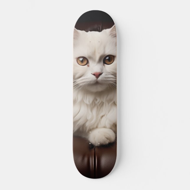 Majestic white cat skateboard (Front)