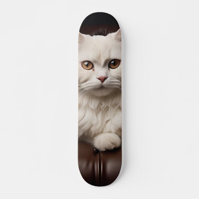 Majestic white cat skateboard (Front)