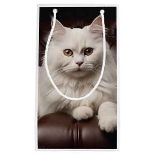 Majestic white cat small gift bag