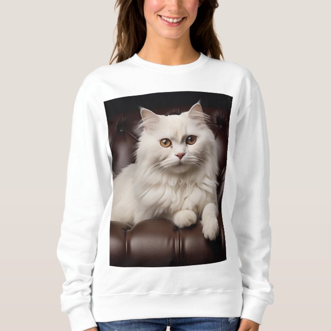 Majestic white cat sweatshirt (Front)