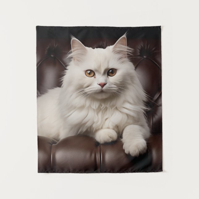 Majestic white cat tapestry (Front)