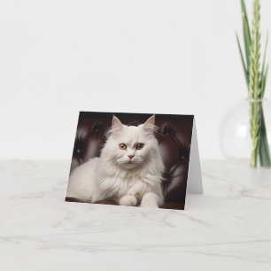 Majestic white cat thank you card