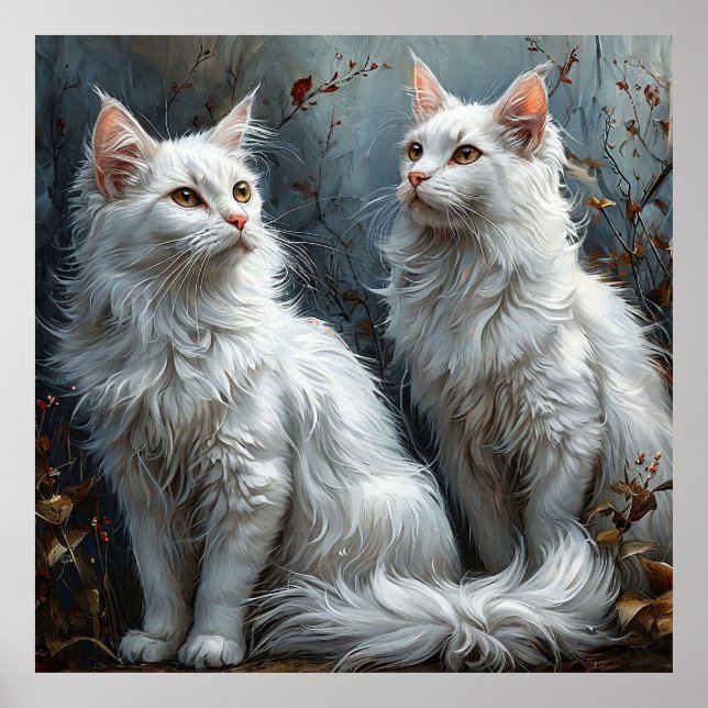 🐱 Majestic White Cats Calm Home Decor Gift 🎁 (Front)