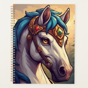 Majestic White Horse Adorned With Golden Bejeweled Planner