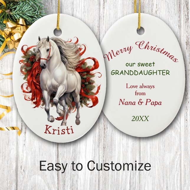 Majestic White Horse Kids Christmas Ceramic Tree Decoration (Creator Uploaded)