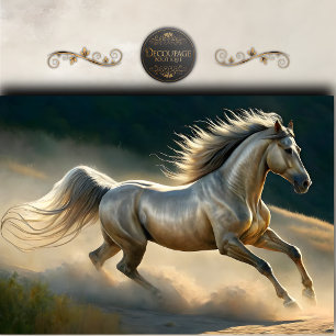 Majestic White Horse Running Decoupage Tissue Paper