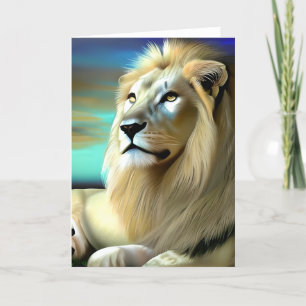 Majestic White Lion Ethereal Art Card