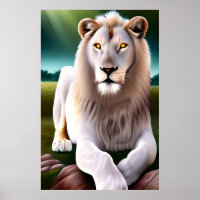 Majestic White Lion Golden Eyes Ethereal Art