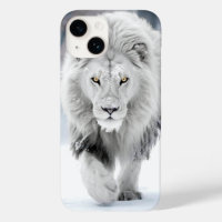 Majestic White Lion in Winter Wonderland Design