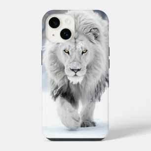 Majestic White Lion in Winter Wonderland Design iPhone 14 Case