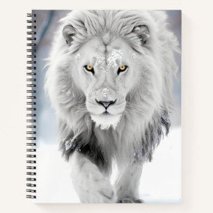 Majestic White Lion in Winter Wonderland Design Notebook