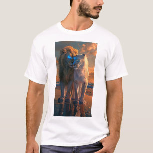 Majestic White Lion with Blue Eyes and Dark Aura T T-Shirt