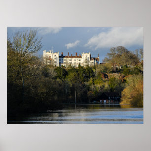 Majestic White Manor House River View Poster