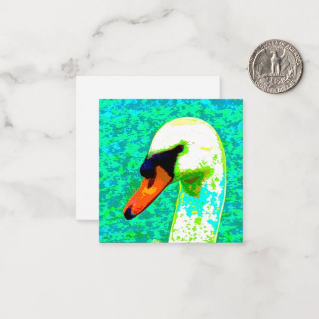 Majestic White Swan Head Card (Front/Back In Situ)