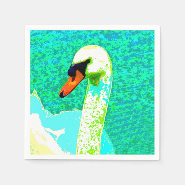 Majestic White Swan Head  Napkin (Front)
