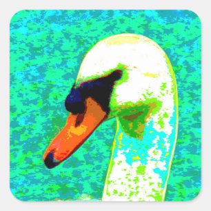 Majestic White Swan Head    Square Sticker