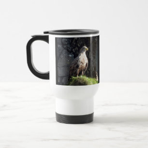 Majestic White Tailed Eagle Rocky Cliff Wildlife Travel Mug