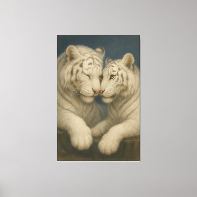 Majestic White Tiger Couple – Emotional Fine Art  Canvas Print (Front)