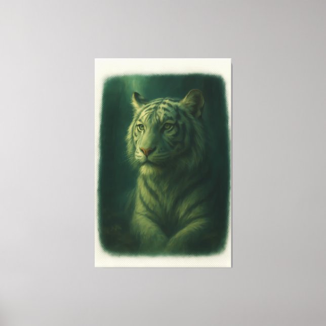 Majestic White Tiger – Fine Art Portrait Canvas Print (Front)