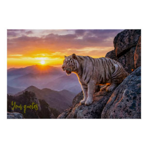 Majestic White Tiger Sunset Poster