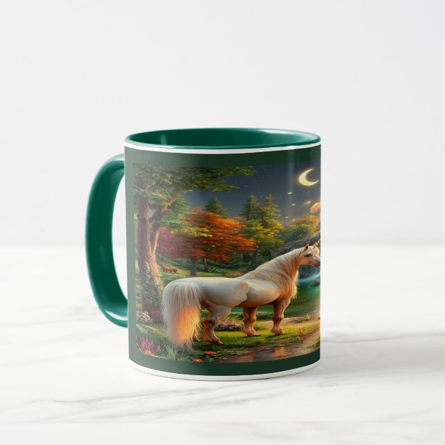 Majestic White Unicorn Enchanted Forest Mug (Front Left)