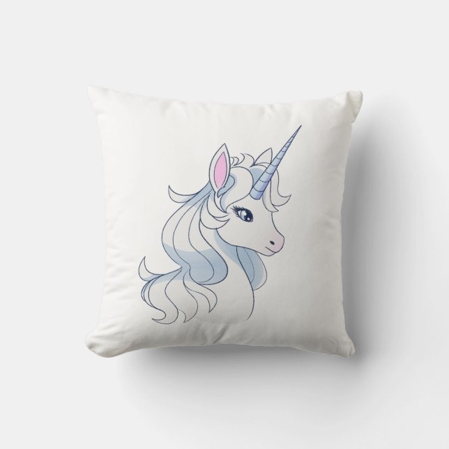 Majestic White Unicorn profile pillow (Front)