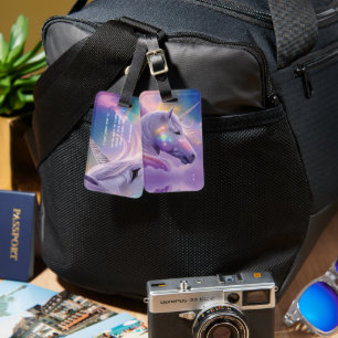 Majestic White Unicorn Rainbow Glitter Sparkles  Luggage Tag