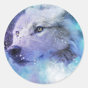 Majestic White Wolf Spirit Animal Classic Round Sticker