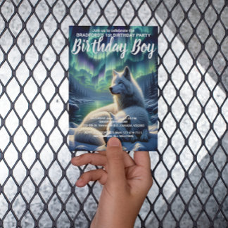 Majestic White Wolves in Snow Birthday Invite Postcard