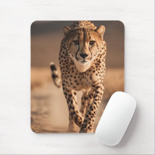 Majestic Wild Cheetah Running Photo Mouse Mat