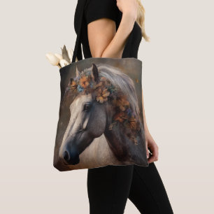 Majestic Wild Horse with Colourful Mane Tote Bag