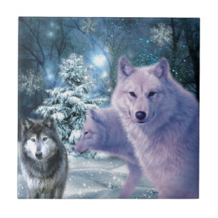 Majestic Wild Wolves in the Forest Tile